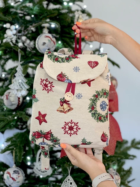Рюкзак дитячий гобеленовий MERRY Новорічний 40% бавовна 25х37х6 см Асорті - Фото 3 Рюкзак дитячий гобеленовий MERRY Новорічний 40% бавовна 25х37х6 см Асорті - зображення 3