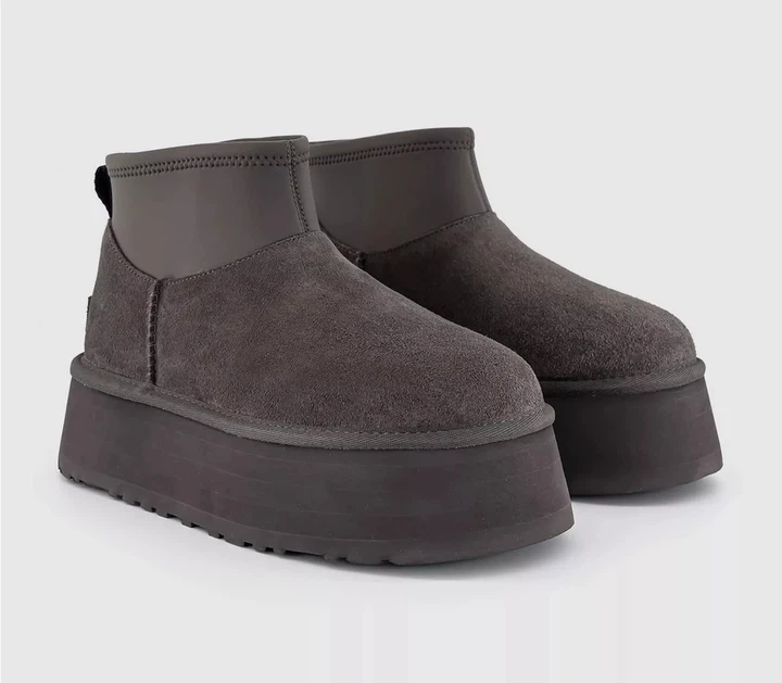 Уги жіночі короткі на платформі UGG Classic Mini Dipper Gray 36 сірі - Фото 1 Уги жіночі короткі на платформі UGG Classic Mini Dipper Gray 36 сірі - зображення 1