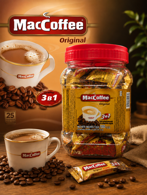 Кофейный напиток MacCoffee Original 3 в 1, растворимый, в стиках, 1 кг - Фото 7 Кофейный напиток MacCoffee Original 3 в 1, растворимый, в стиках, 1 кг - изображение 7