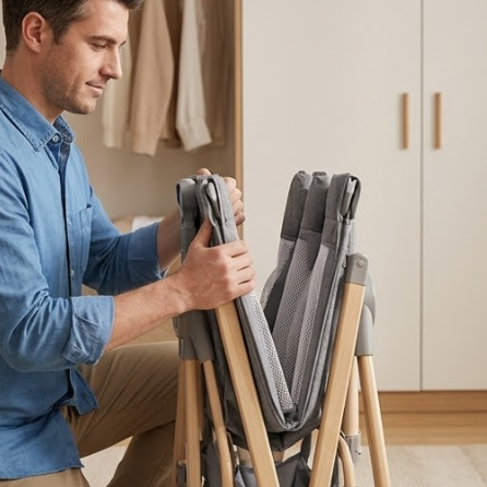 Ліжечко-трансформер LEOBRO Smart Crib Pro 5в1 Сіре дитяче ліжечко для новонародженого - Фото 5 Ліжечко-трансформер LEOBRO Smart Crib Pro 5в1 Сіре дитяче ліжечко для новонародженого - зображення 5