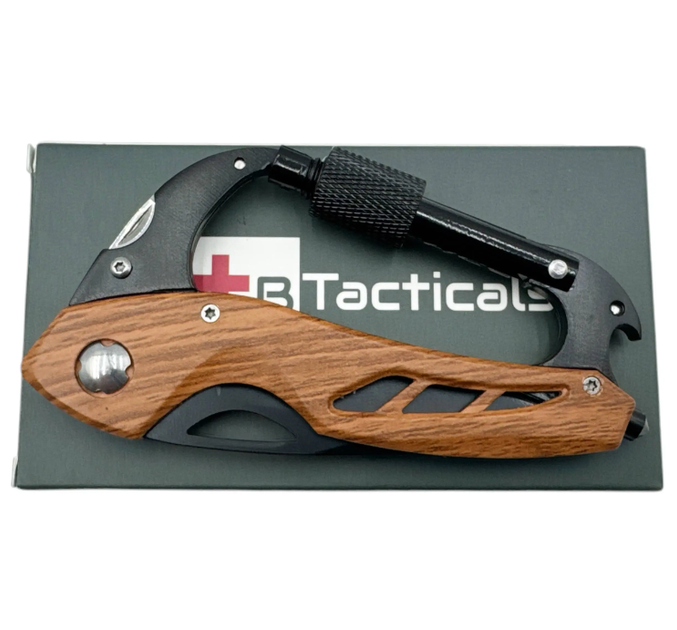 Мультитул JB Tacticals Карабин с Ножом 6 в 1 Коричневый - Фото 4 Мультитул JB Tacticals Карабин с Ножом 6 в 1 Коричневый - изображение 4
