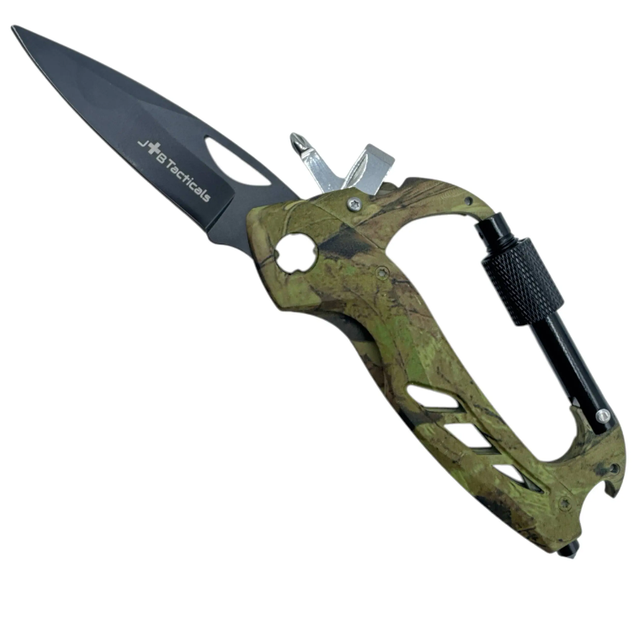 Мультитул JB Tacticals Карабин с Ножом 6 в 1 Зеленый - изображение 2
