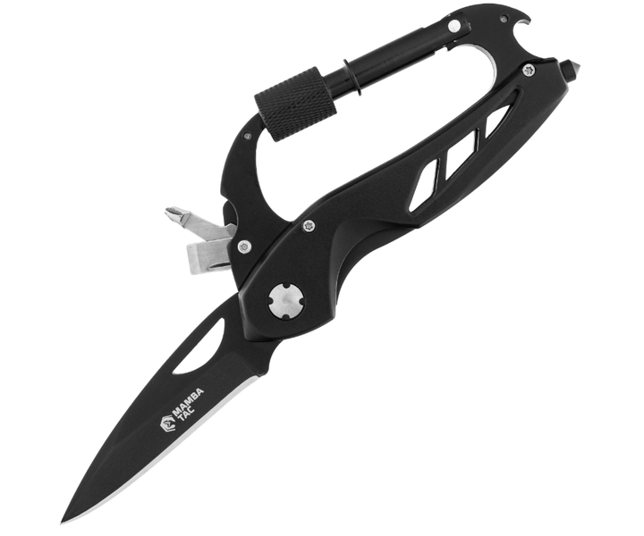 Мультитул Карабін з Ножем Mamba Tac Axe Knife Clip 6 в 1 Чорний MBT-CLP - Фото 1 Мультитул Карабін з Ножем Mamba Tac Axe Knife Clip 6 в 1 Чорний MBT-CLP - зображення 1