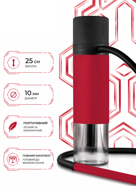 Компактный кальян Hornet Tube Red красный 25см для поездок в полной комплектации - Фото 2 Компактный кальян Hornet Tube Red красный 25см для поездок в полной комплектации - изображение 2