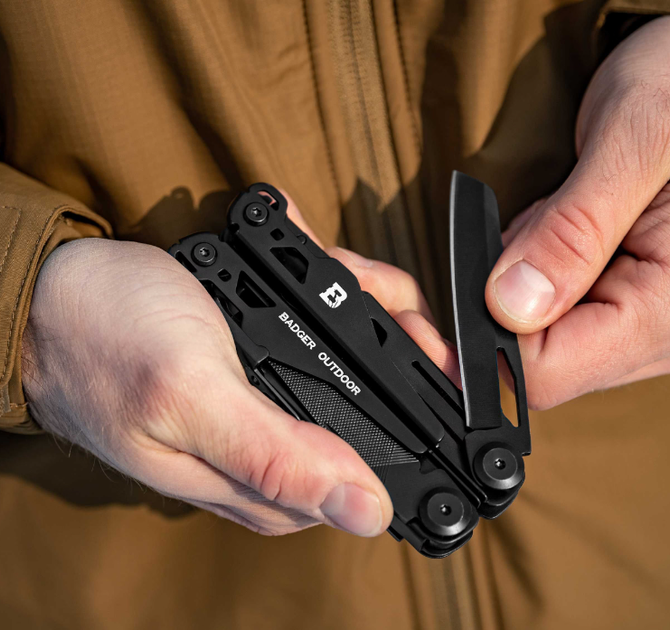 Мультитул Badger Outdoor Solid Black 16 Инструментов Серия BO-MT-M4B - изображение 6