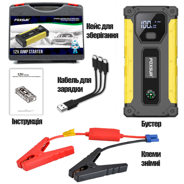 Пусковое устройство бустер Foxsur Car Jump starter FJS-650 800A 12В - изображение 3