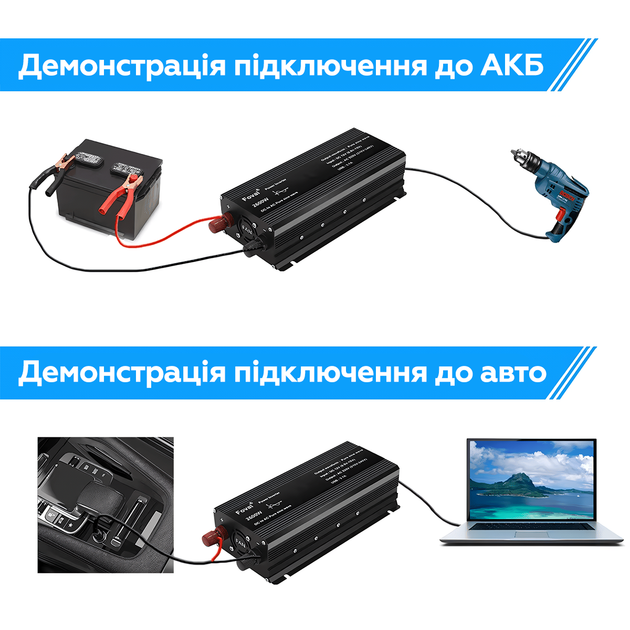 Инвертор Foval 1100w/2200w 12-220v pure sine чистый синус, преобразователь напряжения 12в 220в - изображение 5