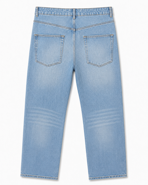 Женские джинсы ASOS DESIGN голубые прямого кроя с рваными коленями W32 L30, размер L - Уценка - изображение 2