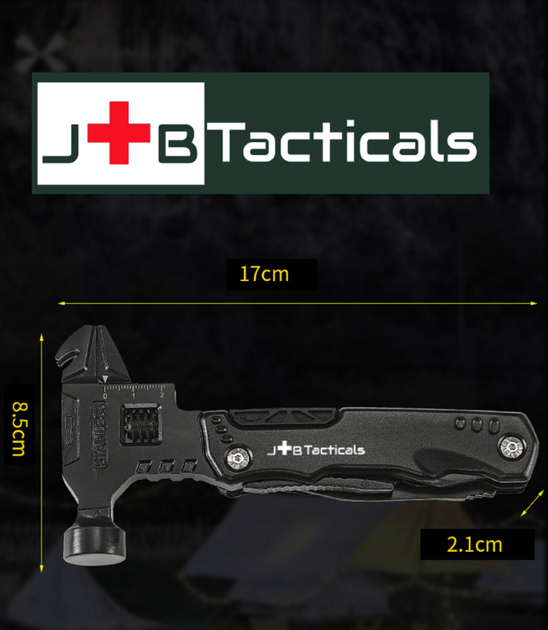 Мультитул JB Tacticals Французький Ключ 20 в 1 Чорний - зображення 10