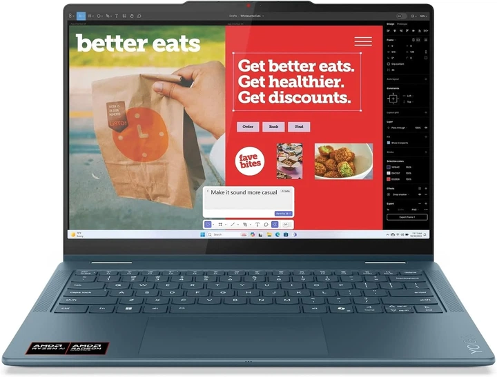 Сенсорный Ноутбук 14" Lenovo Yoga 7 2-in-1 14AKP10 Ryzen AI 7 350 RAM 16GB SSD 512GB 14ч батарея Win11 Алюминиевый корпус (UKR) (102267294) - изображение 2