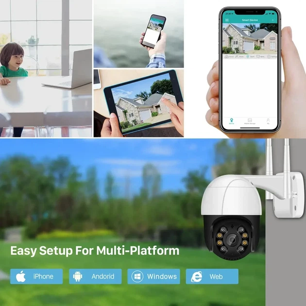 Вулична IP Wi-Fi PTZ-D4 камера спостереження Відеоспостереження Купольна Поворотна IP66 біло-чорна - зображення 2