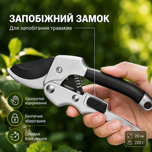 Секатор садовый для обрезки веток кустов универсальный ручной секатор для цветов и растений садовые ножницы для дачи Kayfovo SE-1 Silver - Фото 5 Секатор садовый для обрезки веток кустов универсальный ручной секатор для цветов и растений садовые ножницы для дачи Kayfovo SE-1 Silver - изображение 5