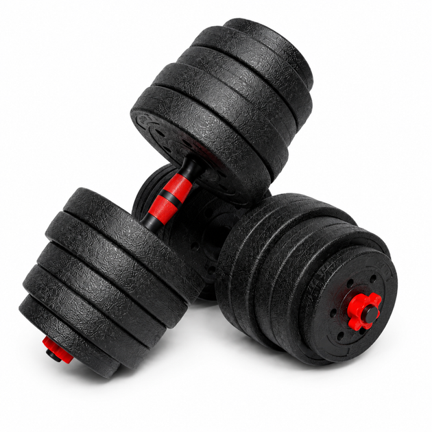 Гантели композитные Champion X-venum 2шт 55см 22.5 кг Черно-Красный - изображение 3