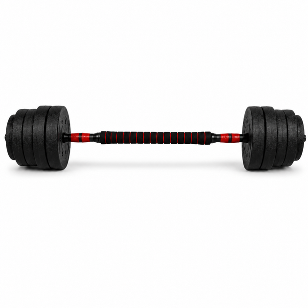 Гантели композитные со Штангой Champion X-venum 2шт 55см 22.5 кг Черно-Красный - изображение 2