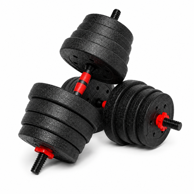 Гантелі композитні Champion X-venum 2шт 55см 16 кг Чорно-Червоний - зображення 3
