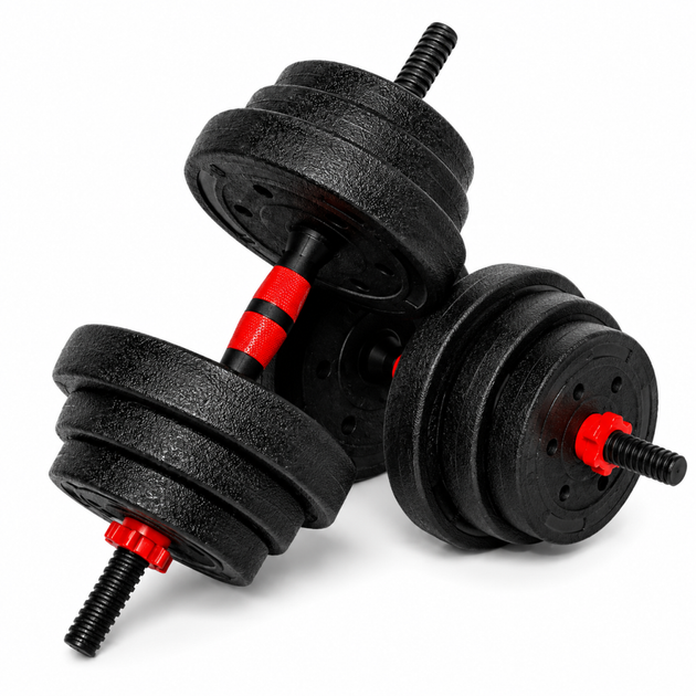 Гантелі композитні Champion X-venum 2шт 51см 11.5 кг Чорно-Червоний - зображення 2