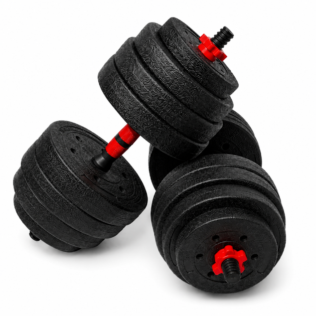 Гантелі композитні Champion X-venum 2шт 51см 17.5 кг Чорно-Червоний - зображення 2
