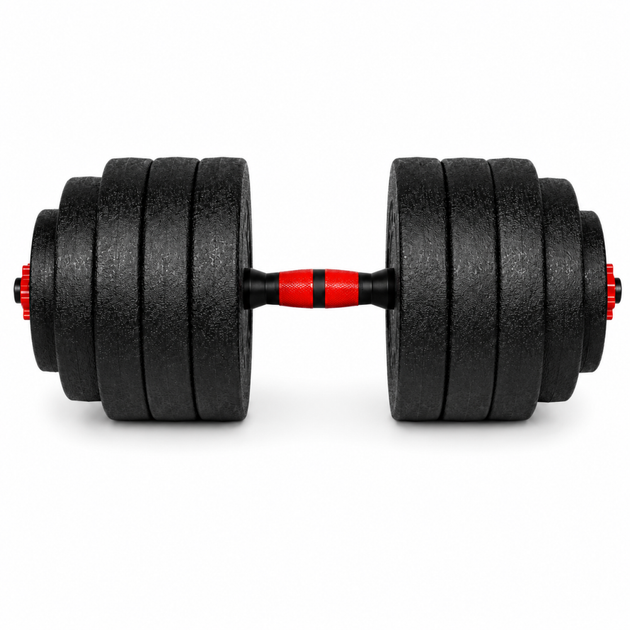 Гантелі композитні Champion X-venum 1шт 55см 23.5 кг Чорно-Червоний - зображення 2