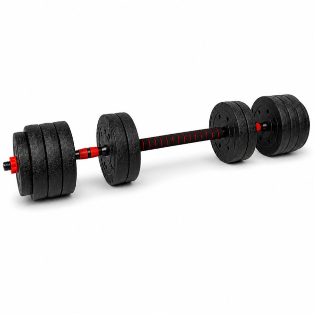 Гантели композитные со Штангой Champion X-venum 2шт 51см 21.5 кг Черно-Красный - Фото 2 Гантели композитные со Штангой Champion X-venum 2шт 51см 21.5 кг Черно-Красный - изображение 2