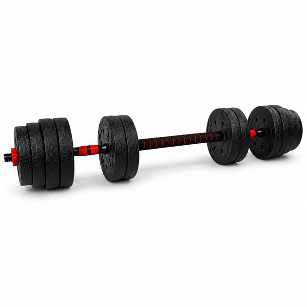 Гантели композитные со Штангой Champion X-venum 2шт 51см 19.5 кг Черно-Красный - изображение 2