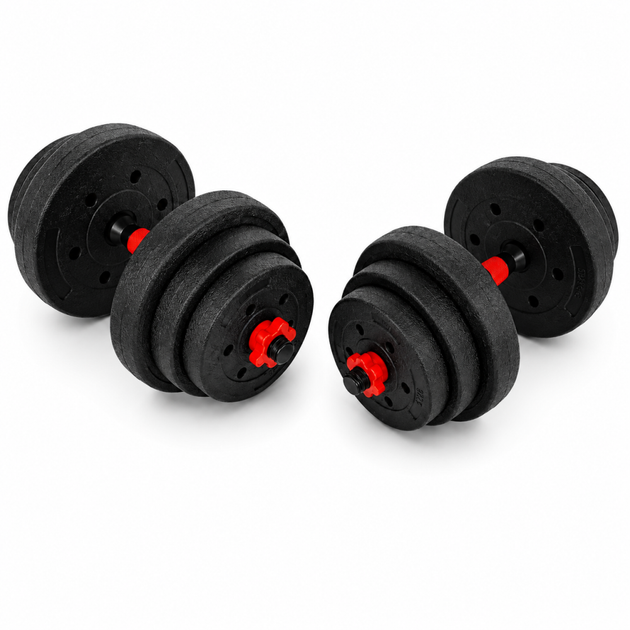 Гантелі композитні Champion X-venum 2шт 40см 10.5 кг Чорно-Червоний - зображення 2