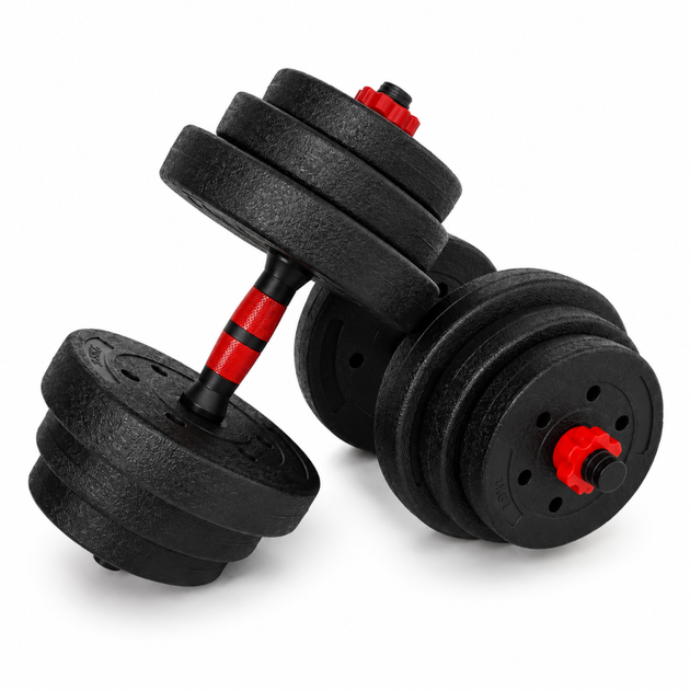 Гантелі композитні Champion X-venum 2шт 40см 10.5 кг Чорно-Червоний - зображення 3