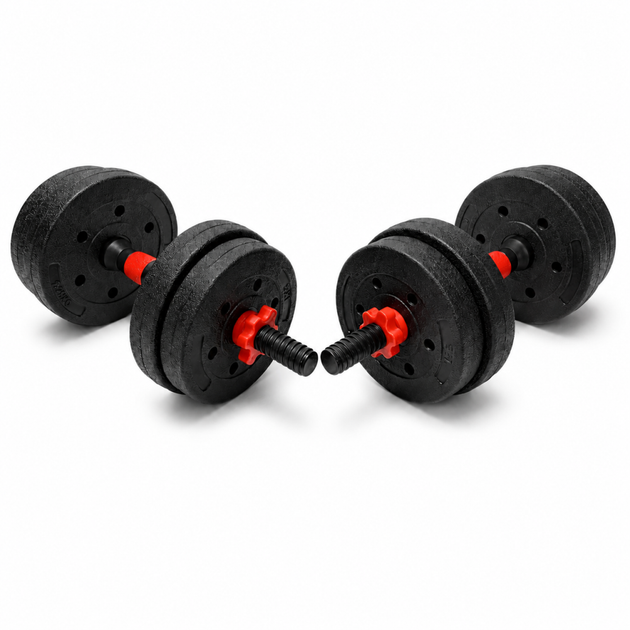 Гантелі композитні Champion X-venum 2шт 40см 5 кг Чорно-Червоний - зображення 3