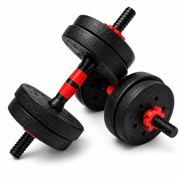 Гантелі композитні Champion X-venum 2шт 40см 5 кг Чорно-Червоний - зображення 2