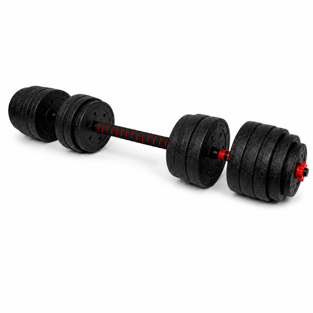 Гантели композитные со Штангой Champion X-venum 2шт 55см 23.5 кг Черно-Красный - изображение 3