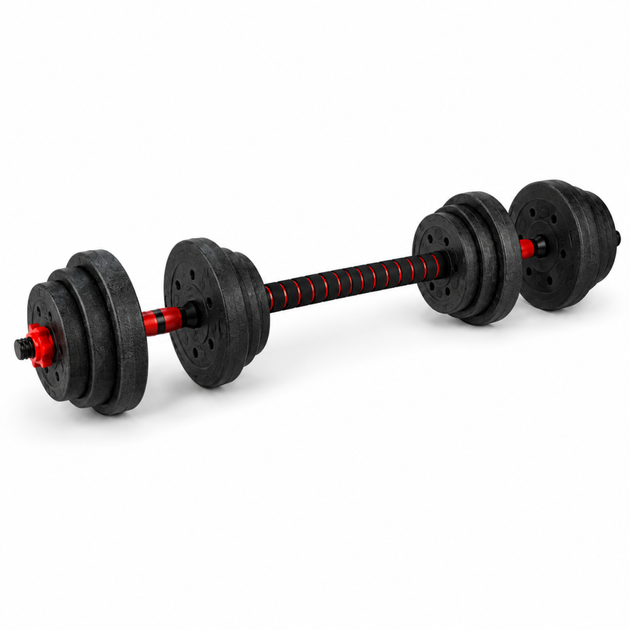 Гантели композитные со Штангой Champion X-venum 2шт 40см 9.5 кг Черно-Красный - изображение 2