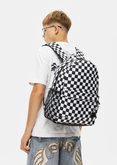 Універсальний підлітковий рюкзак Sambag Brix Junior для міста та навчання з оксфорду з принтом Шахи Чорно-білий - зображення 2