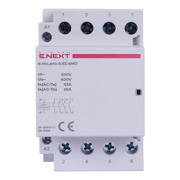 Модульный контактор e.mc.pro.4.63.4NO, 4р, 63А, 4NO, 220В - изображение 2
