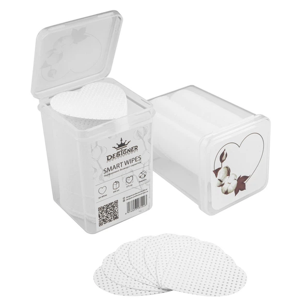 Белые перфорированные безворсовые салфетки Дизайнер Smart Wipes heart 200 шт в боксе для маникюра - Фото 3 Белые перфорированные безворсовые салфетки Дизайнер Smart Wipes heart 200 шт в боксе для маникюра - изображение 3