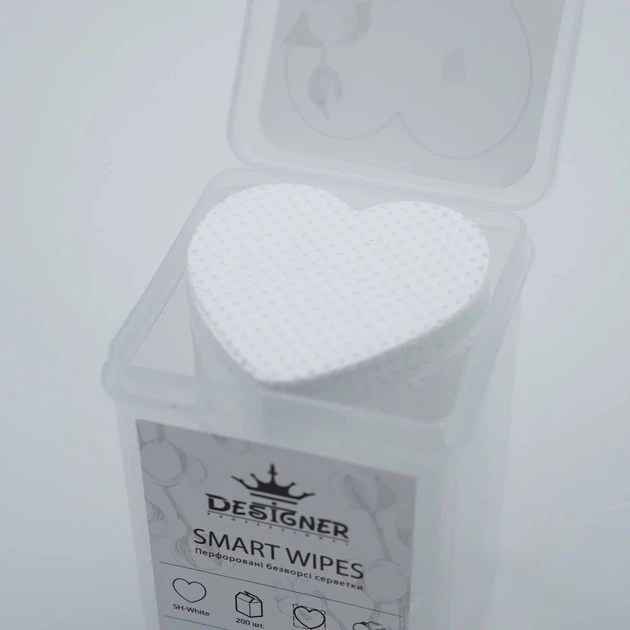 Белые перфорированные безворсовые салфетки Дизайнер Smart Wipes heart 200 шт в боксе для маникюра - Фото 4 Белые перфорированные безворсовые салфетки Дизайнер Smart Wipes heart 200 шт в боксе для маникюра - изображение 4