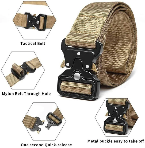 Ремінь чоловічий з пряжкою BELT 1000D 125 см Хакі - зображення 2