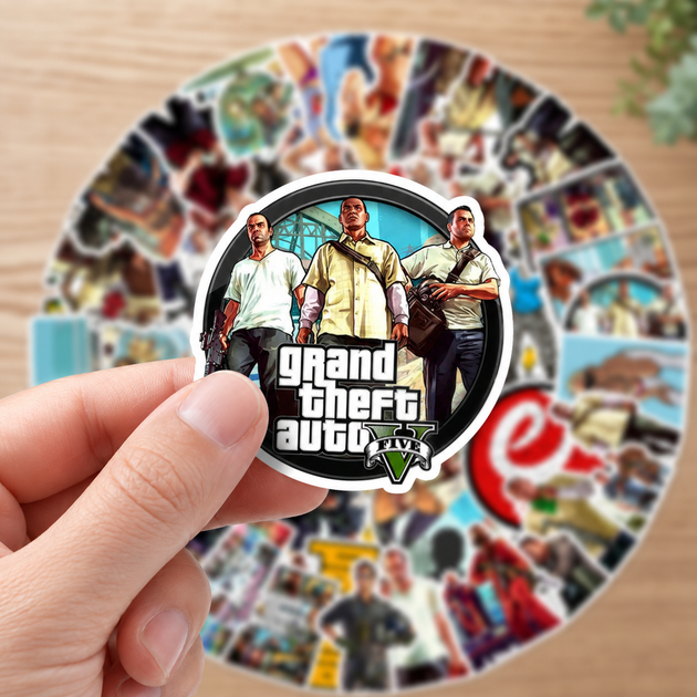 Стікери GTA 5 ГТА 5 Grand Theft Auto V 50 шт 6×6 см - зображення 5