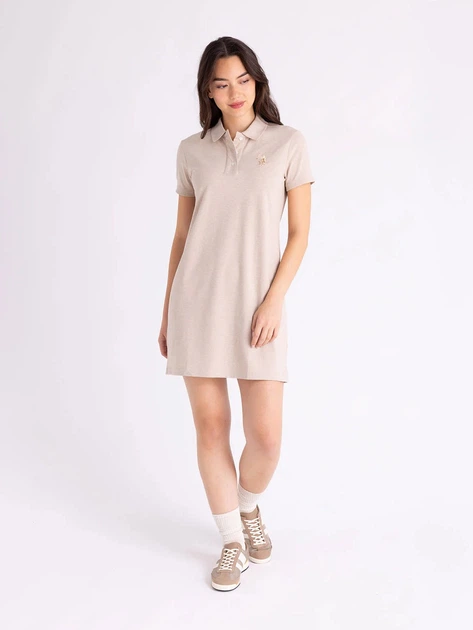 Платье-футболка короткое летнее женское U.S.Polo Assn 216433-ZH00A(SOURDOUGH HEATHER) XS Кремовое (786662486610) - Фото 3 Платье-футболка короткое летнее женское U.S.Polo Assn 216433-ZH00A(SOURDOUGH HEATHER) XS Кремовое (786662486610) - изображение 3