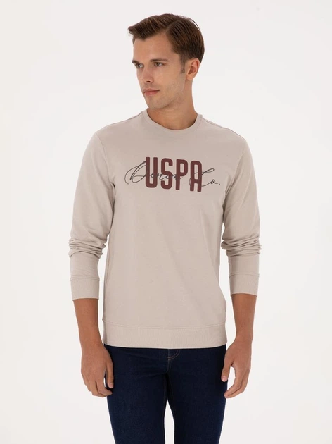 Світшот чоловічий U.S. Polo Assn G081SZ082-000-2331724(Taş) XL Бежевий з принтом (8683859419685) - зображення 4
