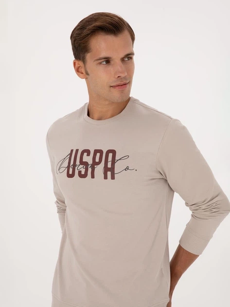 Світшот чоловічий U.S. Polo Assn G081SZ082-000-2331724(Taş) XL Бежевий з принтом (8683859419685) - зображення 5