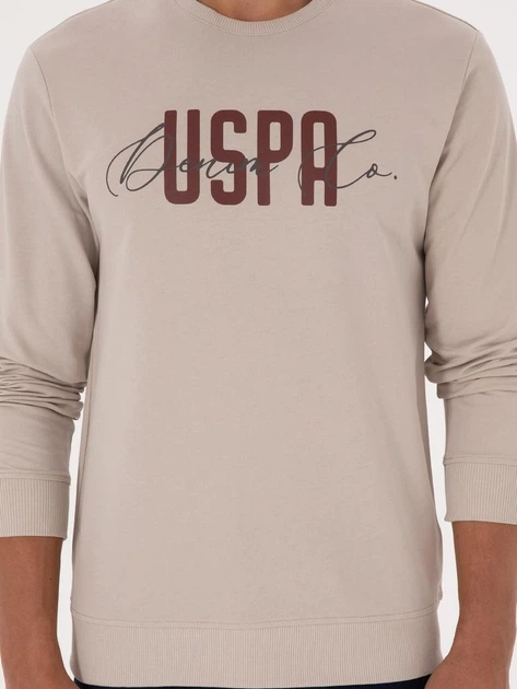 Світшот чоловічий U.S. Polo Assn G081SZ082-000-2331724(Taş) XL Бежевий з принтом (8683859419685) - зображення 6