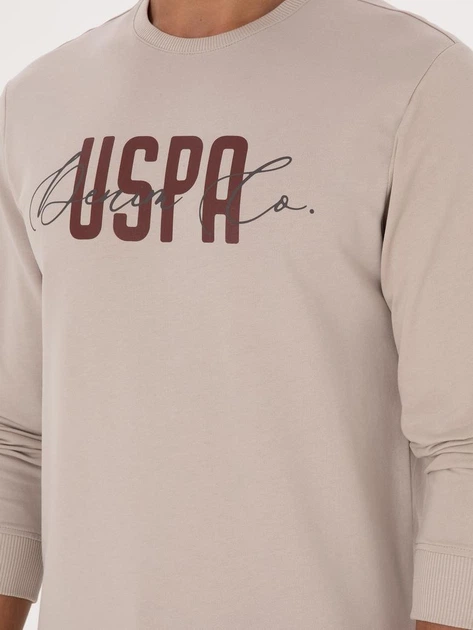 Світшот чоловічий U.S. Polo Assn G081SZ082-000-2331724(Taş) XL Бежевий з принтом (8683859419685) - зображення 7