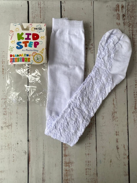 Колготки бавовняні кі дитячі на дівчинку Kid Step 128-134р Білий (142/100) - изображение 3