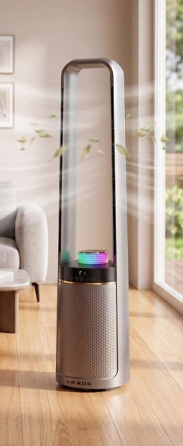 Бесшумный колонный вентилятор VEXOS ONE+ Aura One Air 85 Вт, 4-цветная светодиодная подсветка, пульт ДУ - изображение 4