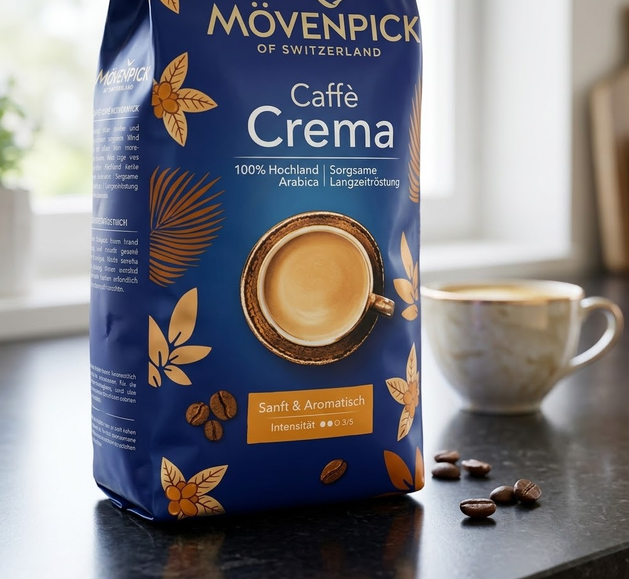 Зернова кава Movenpick Caffe Crema 510 г арабіка 100% середнє обсмаження інтенсивність 6 шоколадно фруктова з нотами какао для кавомашин молочних напоїв еспресо - Фото 7 Зернова кава Movenpick Caffe Crema 510 г арабіка 100% середнє обсмаження інтенсивність 6 шоколадно фруктова з нотами какао для кавомашин молочних напоїв еспресо - зображення 7