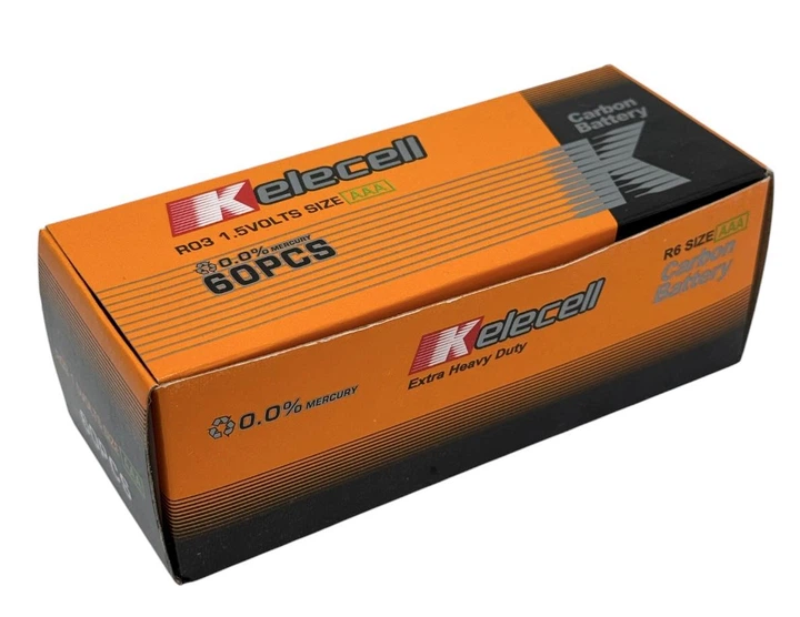 Солевые батарейки Келесел Kelecell Heavy Duty AAA R03 1.5V мизинчиковые Карбон-Цинк Carbon-Zinc 60 шт - изображение 3