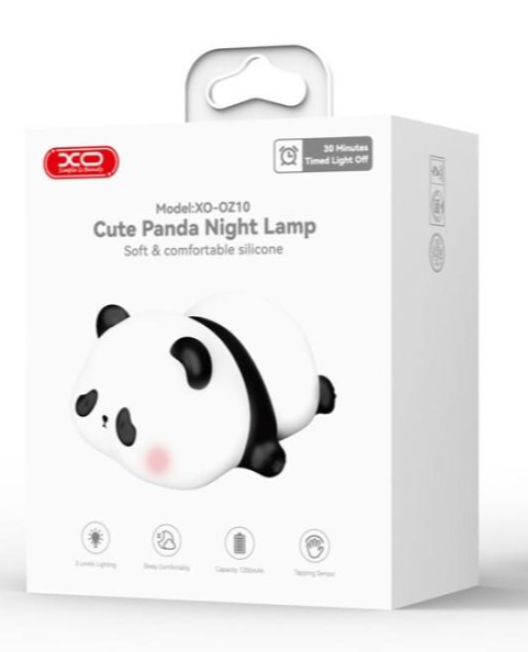 Дитячий нічник XO OZ10 Panda акумуляторний 1200 мАг, силіконовий LED світильник Панда з сенсорним керуванням та 3 режимами світла - зображення 2