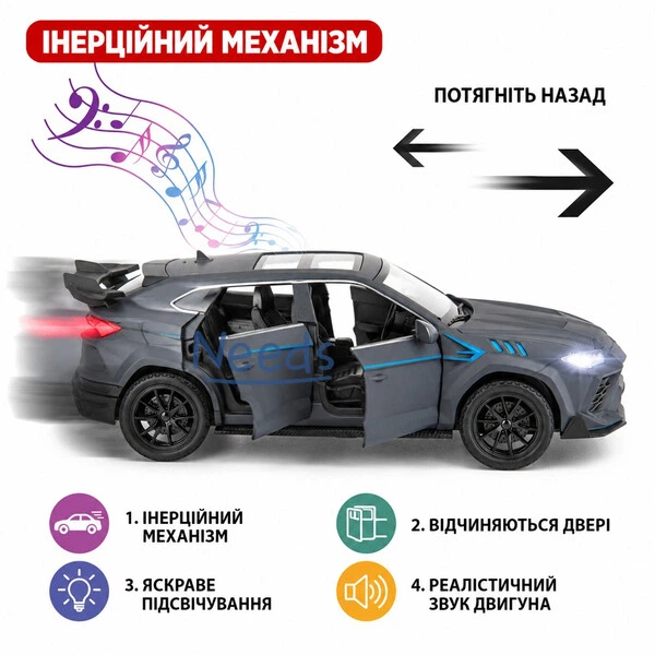 Машинка Lamborghini Urus игрушка моделька детская металлическая коллекционная 15 см Серый (1988705) - Фото 3 Машинка Lamborghini Urus игрушка моделька детская металлическая коллекционная 15 см Серый (1988705) - изображение 3