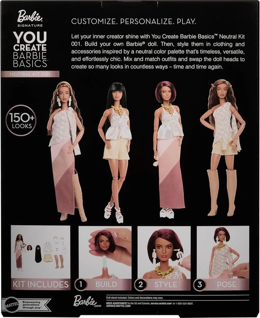 Набір Створи Свою Ляльку Барбі You Create Barbie Signature Basics Neutral Kit 001 Mattel JJX35 - зображення 6