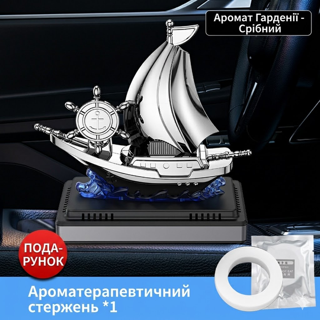 Автомобильный многоразовый ароматизатор Кораблик на солнечной батарее пахучка в машину на торпедо - изображение 8