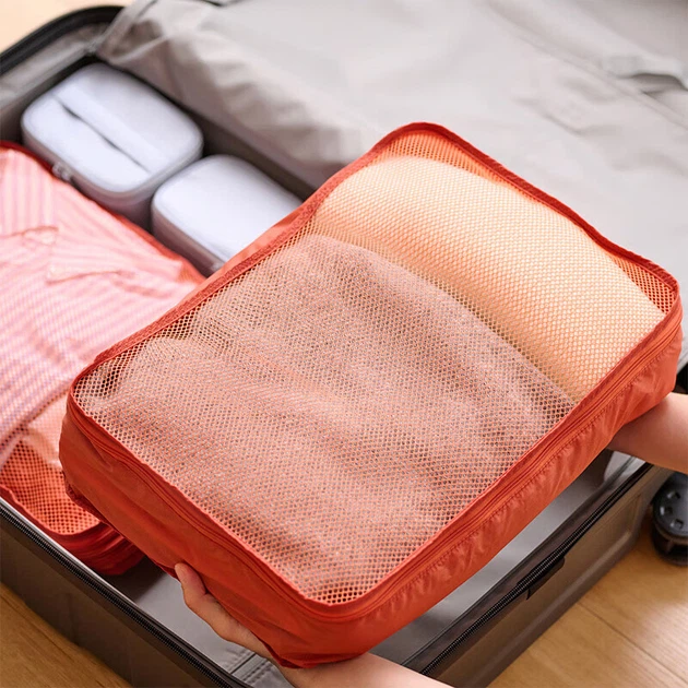 Складана сумка для зберігання MUJI з переробленого нейлону помаранчева M - Фото 7 Складана сумка для зберігання MUJI з переробленого нейлону помаранчева M - зображення 7